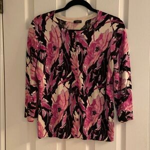 Talbots Pink and Black Patterned Sweater